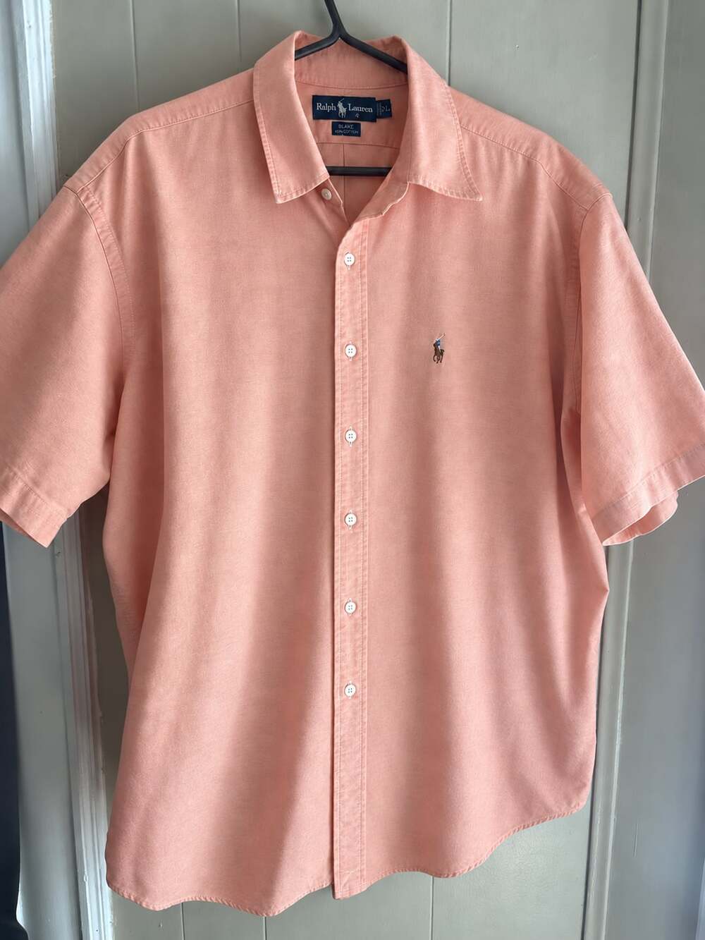 Ralph Lauren Blaire Men's Short Sleeve Oxford Button Down Shirt Peach XL